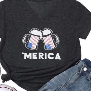 Women's Short Sleeve American Flag XL